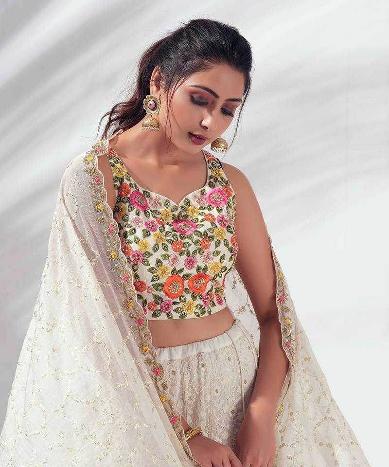 Faux Georgette Designer Embroidered Lehenga - MYLUXURY LANE ENTERPRISE